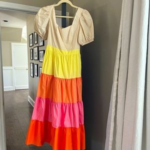 Tiered block color dress